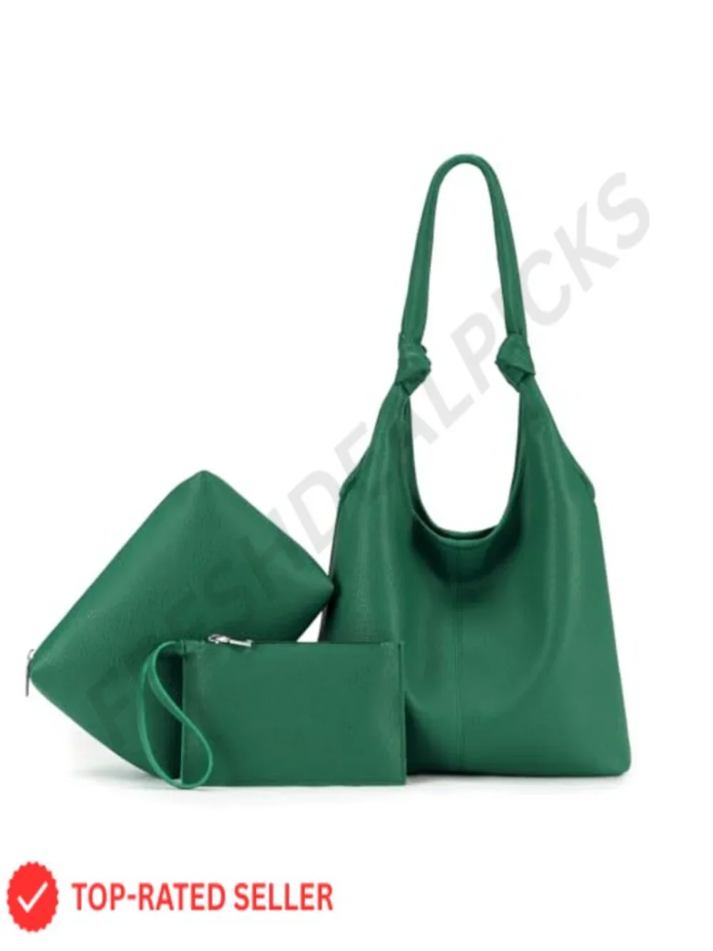 Vegan Leather Hobo Purse Set with Slouchy Shoulder Bag, Small Purse & Clutch